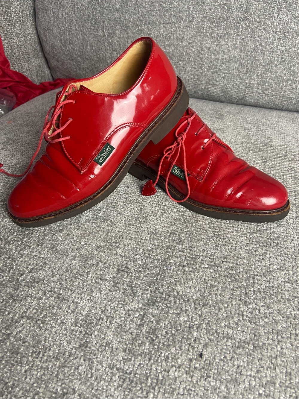 Red Patent Leather Paraboots Women's Lace-Up oxfords size 7 Limited Edition